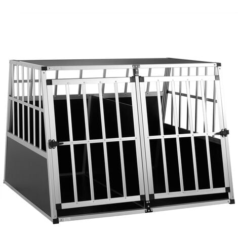 Cage de transport pour animaux domestiques noir argent caisse chien boîte grille  Cage pour animaux XXL