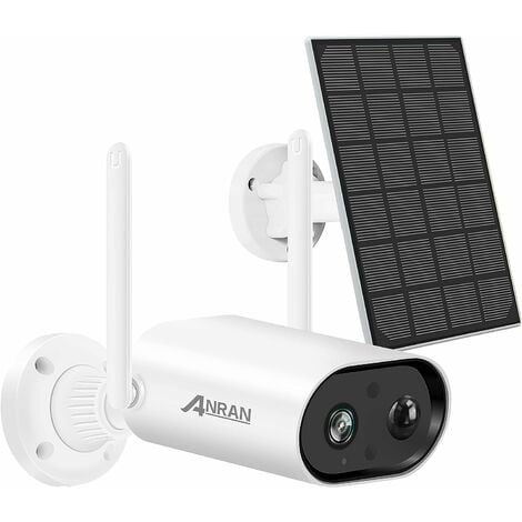 Caméra de Surveillance WiFi Exterieure 3MP Solaire avec Batterie, Détection de Mouvement, Audio Bidirectionnel Compatible Alexa ANRAN S01 Blanc