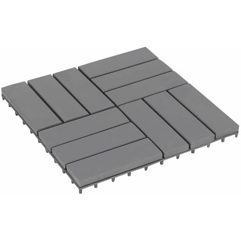 Carreaux de terrasse 10 pcs Délavage gris 30x30 cm Acacia solide