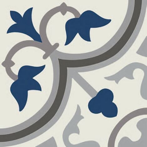 Carrelage imitation ciment décor bleu 20x20 cm PASION AZUL - 1m²