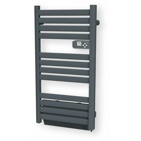 Radiateur sèche-serviettes CARRERA - Lames plates 500W + Soufflerie 1000W - Gris anthracite