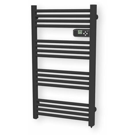 Carrera seche-serviette electrique noir mat 500W LCD tubes ronds