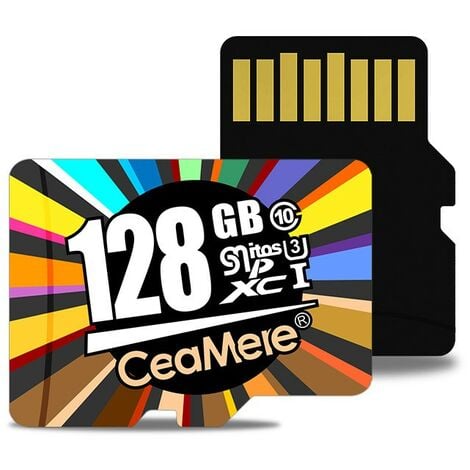 Carte micro 128Go- Convient aux caméras de surveillance, aux enregistreurs de conduite, aux téléphones portables et aux tablettes