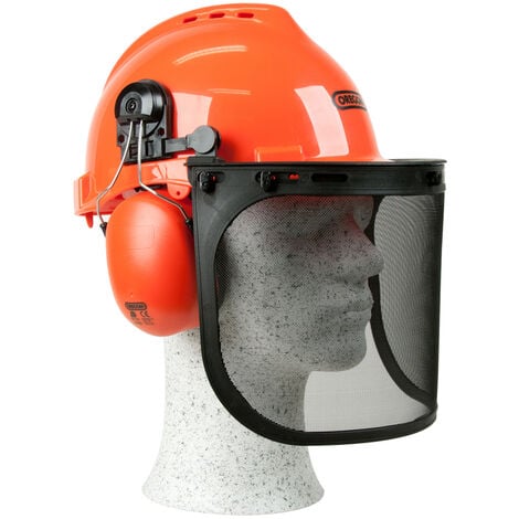Casque forestier / casque de protection Oregon avec visière et protection antibruit Waipoua orange
