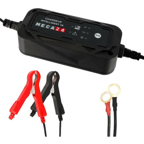 Chargeur de Batterie Moto - quad - tracteur - tondeuse - Maintien de Charge 6V/12V - Cordon et pince fourni - Automatique