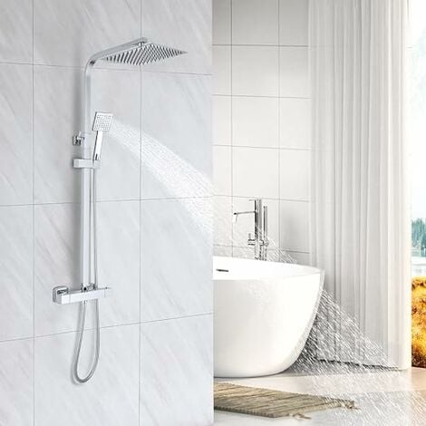 Colonne de Douche STANEW, Ensemble de Douche Set avec Mitigeur Thermostatique, Mitigeur Réglable en Hauteur Système de Douche, Chrome