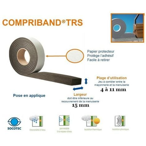 Compriband ®, joint de mousse imprégnée, rouleau de 5m60,larg15 / 4-11mm TRAMICO