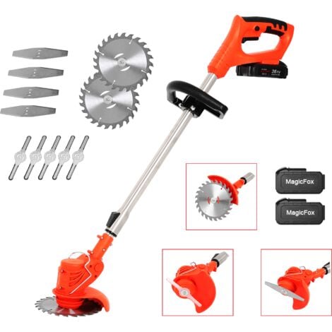 Coupe-bordures sans fil 36V - 2 Batteries Chargeur inclus - Tige télescopique - Angle réglable - 3 types de lame pour Herbe Jardin etc