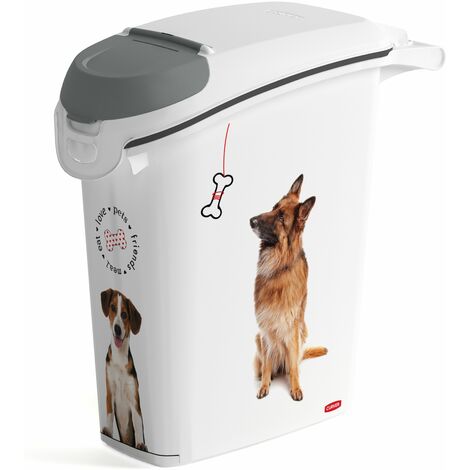 CURVER Conteneur à Croquettes Pour Chien - 10kg / 23L - Grand Rangement Hermétique Anti-Odeurs pour Nourriture pour Chiens - Avec Poignées de Déplacement - 23 x 50 x 50 cm - Blanc