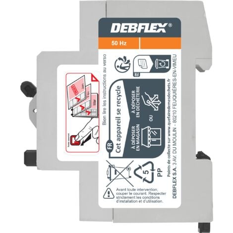 DEBFLEX - INTERRUPTEUR DIFFERENTIEL 2P 30MA 40A 2 MODULES TYPE A - 707512