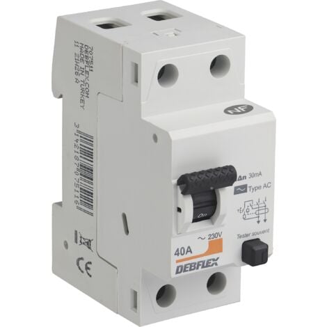 DEBFLEX - INTERRUPTEUR DIFFERENTIEL 2P 30MA 40A 2 MODULES TYPE AC - 707511