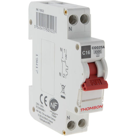 Disjoncteur à vis PH+N - 16A NF - Pouvoir de coupure 4.5KA - Thomson