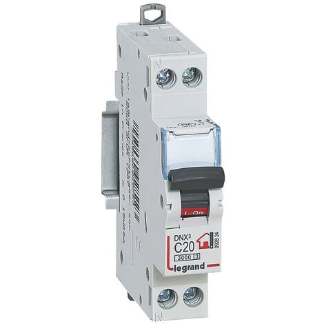 Disjoncteur Phase + Neutre 20A bornes à vis 1 module