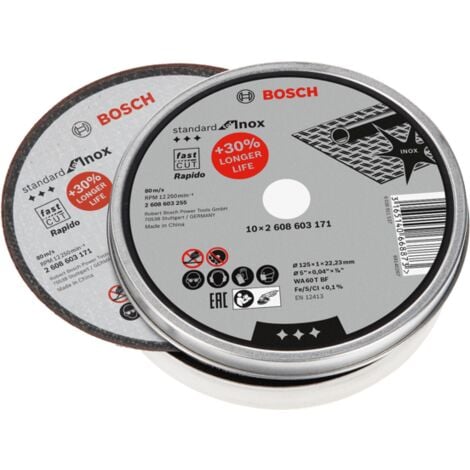 Disque à tronçonner 125x22,23x1 Standard for Inox Rapido (x10) 2608603255 - Bosch