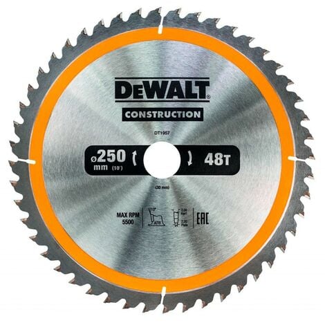 Disque de coupe pour scie circulaire DeWALT DT1957-QZ (Ø 250 x 30 mm 48D)