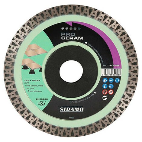 Disque diamant PRO CÉRAM D. 125 x 22,23 x H 10 mm Grès céram / dalle - 11130028 - Sidamo