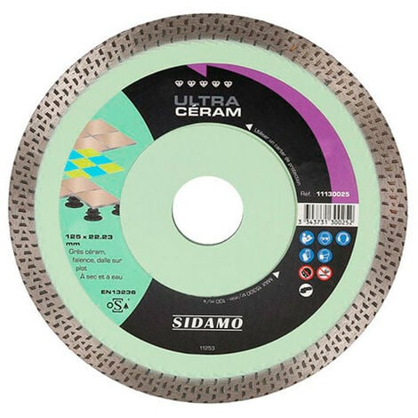 Disque diamant ULTRA CÉRAM D. 125 x 22,23 x H 10 mm Grès céram / faïence - 11130025 - Sidamo