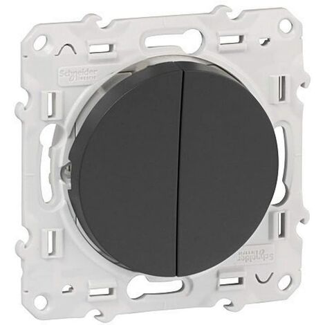 Double va-et-vient 10A à vis anthracite Odace