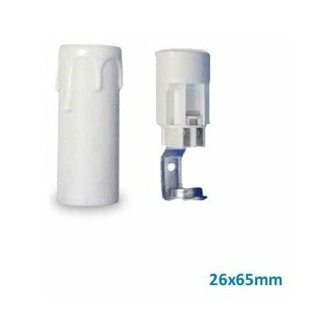 Douille + cache bougie E14 26x65mm blanc GSC 2203325