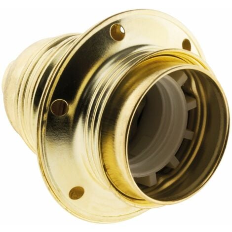 Douille E27 Acier Laitonné double bague borne de terre