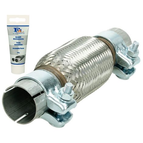 ECD Germany Tuyau Flexible - 45 x 150/270 mm - pour D' échappement Auto Verrouillage - Acier Inoxydable - Avec Deux Pinces - Assemblage Sans Soudure - Système du Tube Ondulé Avec Pâte Montage