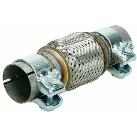 ECD Germany Tuyau Flexible Universel - 50,7 x 100/208 mm - avec 2 Colliers - en Acier Inoxydable - Interlock - Montage sans Soudure - Tuyau Ondulé Système d'échappement