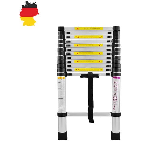 Échelle télescopique 3.8m Échelle Télescopique Aluminium Multi-Fonction Échelle Pliable Portable et Pliante HENGMEI