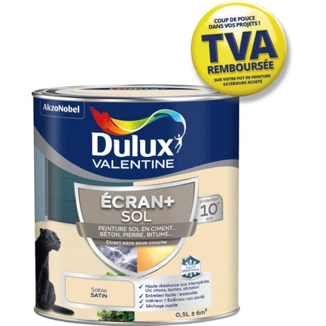 Ecran+ Sol - Peinture solvantée pour sols Intérieur et Extérieur - Ciment, béton, dalles, parquets et escaliers - Satin Sable 0,5 L - Dulux Valentine