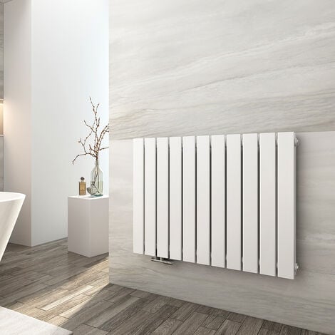 EMKE Radiateur eau chaude en acier Radiateur Double couche Tube plat Montage mural Blanc 63x85cm
