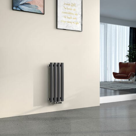 EMKE Radiateur eau chaude en acier Tube Rond Mural Horizontal design  Anthracite 60x24cm Unique Couche
