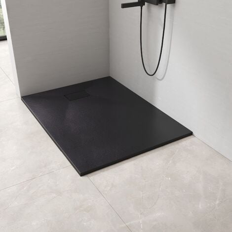 EMKE Receveur de douche, receveur de douche plat antidérapant SMC receveur de douche coupé sur mesure 120x90cm Noire