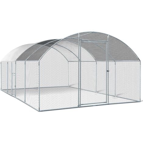 Enclos poulailler dôme IDMARKET - 15 m² - Parc grillagé 3x5 M - Avec porte latérale - Naturel
