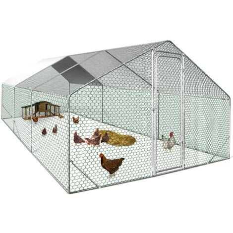 Enclos poulailler IDMARKET - 18 m² parc grillagé - 6x3 M - Acier galvanisé - Naturel
