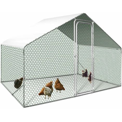 Enclos poulailler IDMARKET - 3 m² parc grillagé - 2,20x1,4 M - Acier galvanisé - Naturel