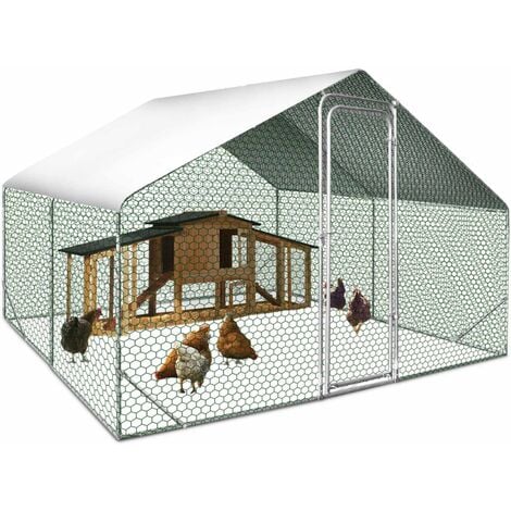 Enclos poulailler IDMARKET - 9 m² parc grillagé - 3x3 M - Acier galvanisé - Naturel