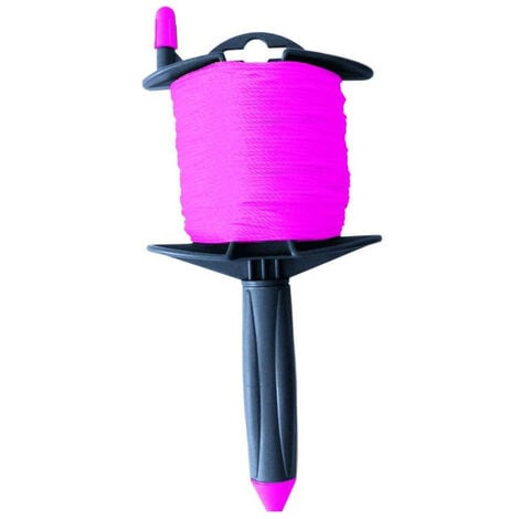 Enrouleur de cordeau avec fil rose fluo - 1,5 mm x 100 M