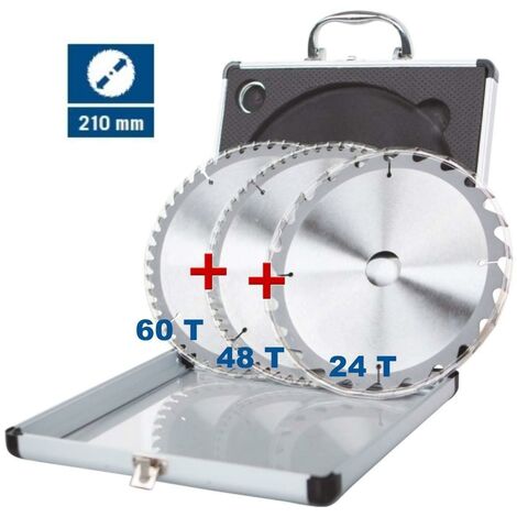 ENSEMBLE 3 LAME SCHEPPACH POUR SCIE CIRCULAIRE POUR BOIS, ALIMINIUM, PVC Ø210 MM