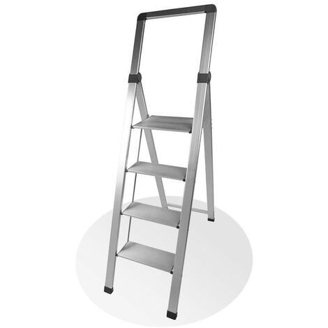 Escabeau 4 marches alu pro extra-slim Gris