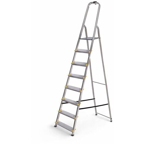 Escabeau 8 marches DURA pliable, marchepied léger en aluminium, hauteur plateforme 162cm, pieds antidérapants, charge 150kg, garantie 5 ans Hoström