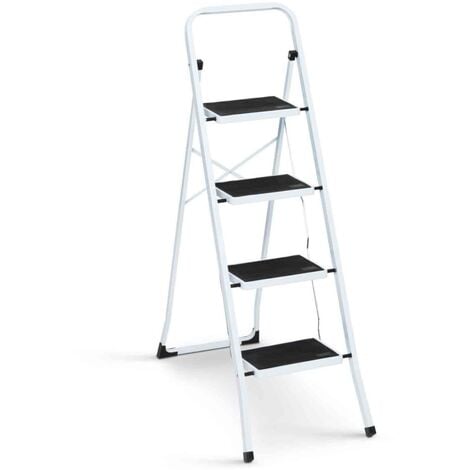 Escabeau marchepied pliable 4 marches antidérapantes avec garde corps