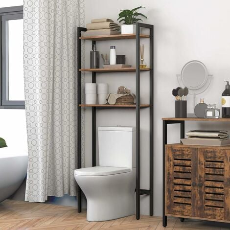 Étagère de Toilettes, Étagère Dessus Toilette à 3 Niveaux, Étagère de Salle de Bain, Style Industriel, Gain de Place, Montage Facile, 63 × 24 × 163 cm, HOOBRO EBF41TS01