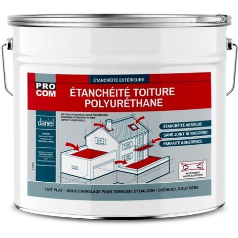 Étanchéité toiture polyuréthane - Étanchéité toit terrasse, toit plat PROCOM Blanc 15 Kg