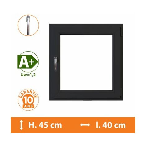 Fenêtre 1 Vantail Gris - Tirant Droit - H.45 x l.40 cm