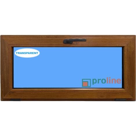 Fenêtre PVC H500 mm X L1000 mm Chêne doré, À Soufflet Abattant Verre Transparent