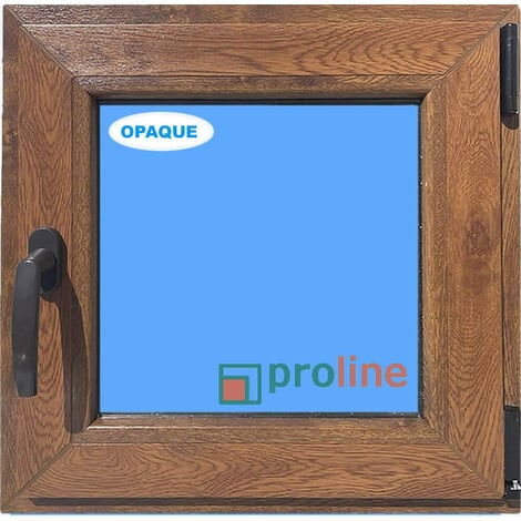 Fenêtre PVC H500 mm X L500 mm Chêne Doré, Oscillo-battante Tirant Droit Verre Dépoli