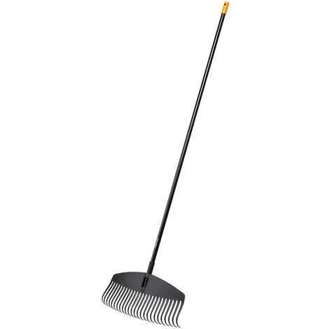 Fiskars Balai à feuilles, 25 dents, Largeur: 52 cm, Dents en plastique/Manche en aluminium, Noir/Orange, Taille: L, Solid, 1003465