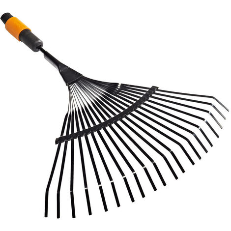 Fiskars Balai à feuilles, Tête d'outil QuikFit, 22 dents, Largeur: 43 cm, Dents en acier, Noir/Orange, QuikFit, 1000644