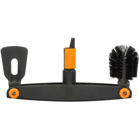 Fiskars Nettoyeur de gouttière, Avec grattoir et brosse ajustables, Tête d'outil QuikFit, Largeur: 4,5 cm, Noir/Orange, QuikFit, 1001414