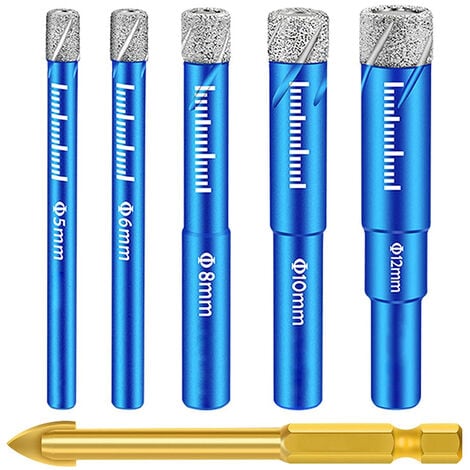 Foret Diamant Carrelage, OUYLAF, 5,6,8,10,12 mm, Meche Carrelage pour Céramique Verre Granit Marbre Quartz