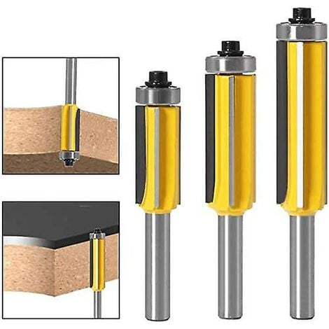Fraise à bois à tige de 8 mm avec 4 lames, ensemble de fraises à motif de finition de 3 pièces